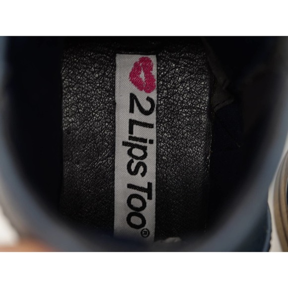 2 Lips Too Ankle Boots Womens 6.5 Blue Faux Leather Zipper Accent Too Bay Bootie - Picture 8 of 12